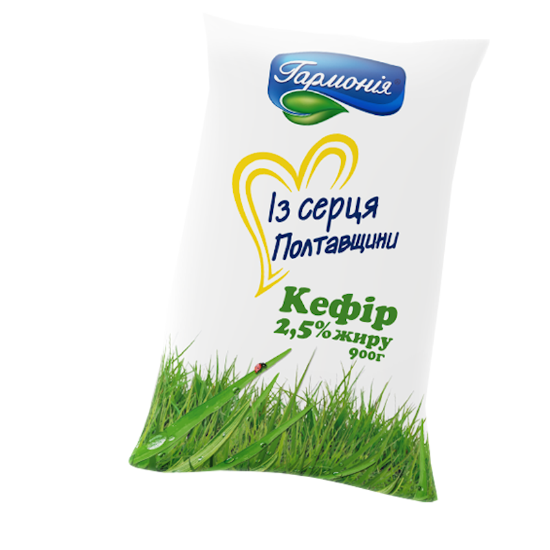 Кефір ГАРМОНІЯ 2,5%, 900г, плівка поліетиленова